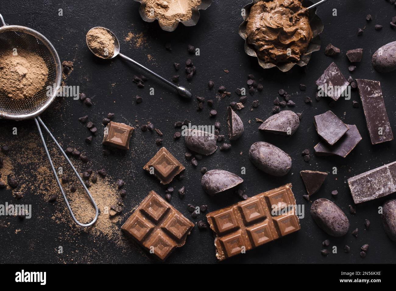 vista dall'alto gustoso dessert al cioccolato pronto per essere servito. Risoluzione e foto di alta qualità Foto Stock