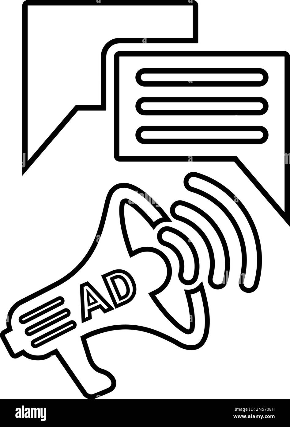 Icona messaggio, marketing, pubblicità - file EPS vettoriale. Ideale per supporti di stampa, Web, immagini di magazzino, uso commerciale o qualsiasi tipo di progetto di progettazione. Illustrazione Vettoriale