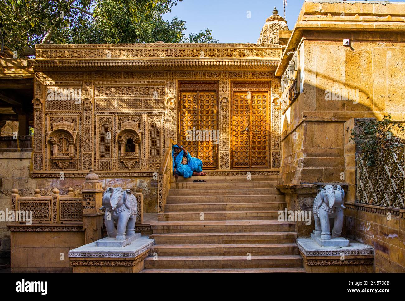 Tempio di Laxminath, Jaisalmer, una città esotica nel deserto del Thar, Jaisalmer, Rajasthan, India Foto Stock