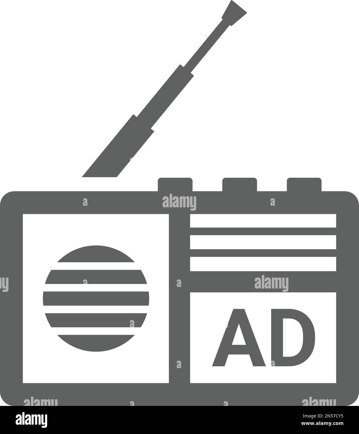 Radio, annuncio, icona pubblicitaria - file EPS vettoriale. Ideale per supporti di stampa, Web, immagini di magazzino, uso commerciale o qualsiasi tipo di progetto di progettazione. Illustrazione Vettoriale