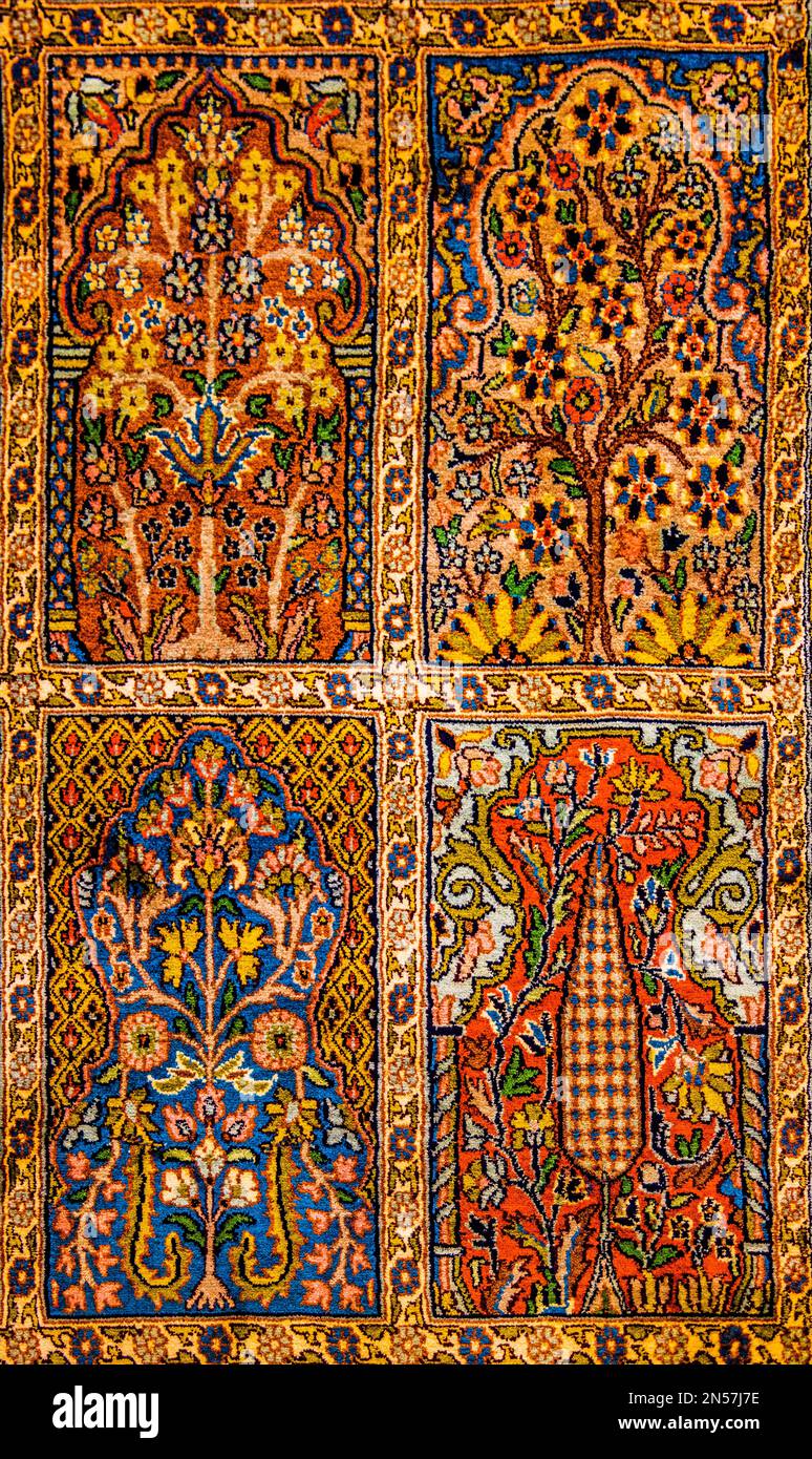 Tappeti tessitura, artigianato in Rajasthan, Jaipur, Rajasthan, India Foto Stock