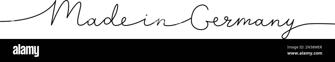 Made in Germany - parola con una linea continua. Disegno minimalista dell'illustrazione di frase. Paese Germania - illustrazione continua su una riga. Illustrazione Vettoriale