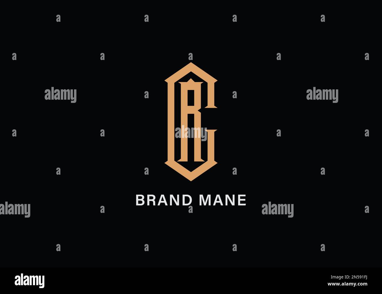 Modello di logo vettoriale monogramma con illustrazione alfabetica CR o RC Illustrazione Vettoriale