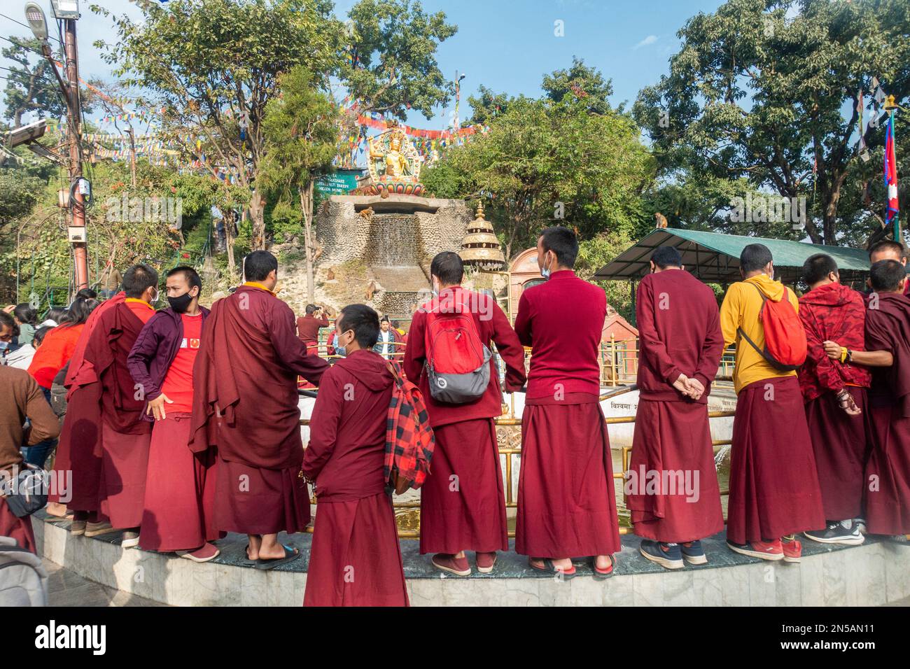 Tempio di Kathmandu Swayambhunath Swayambhu Foto Stock