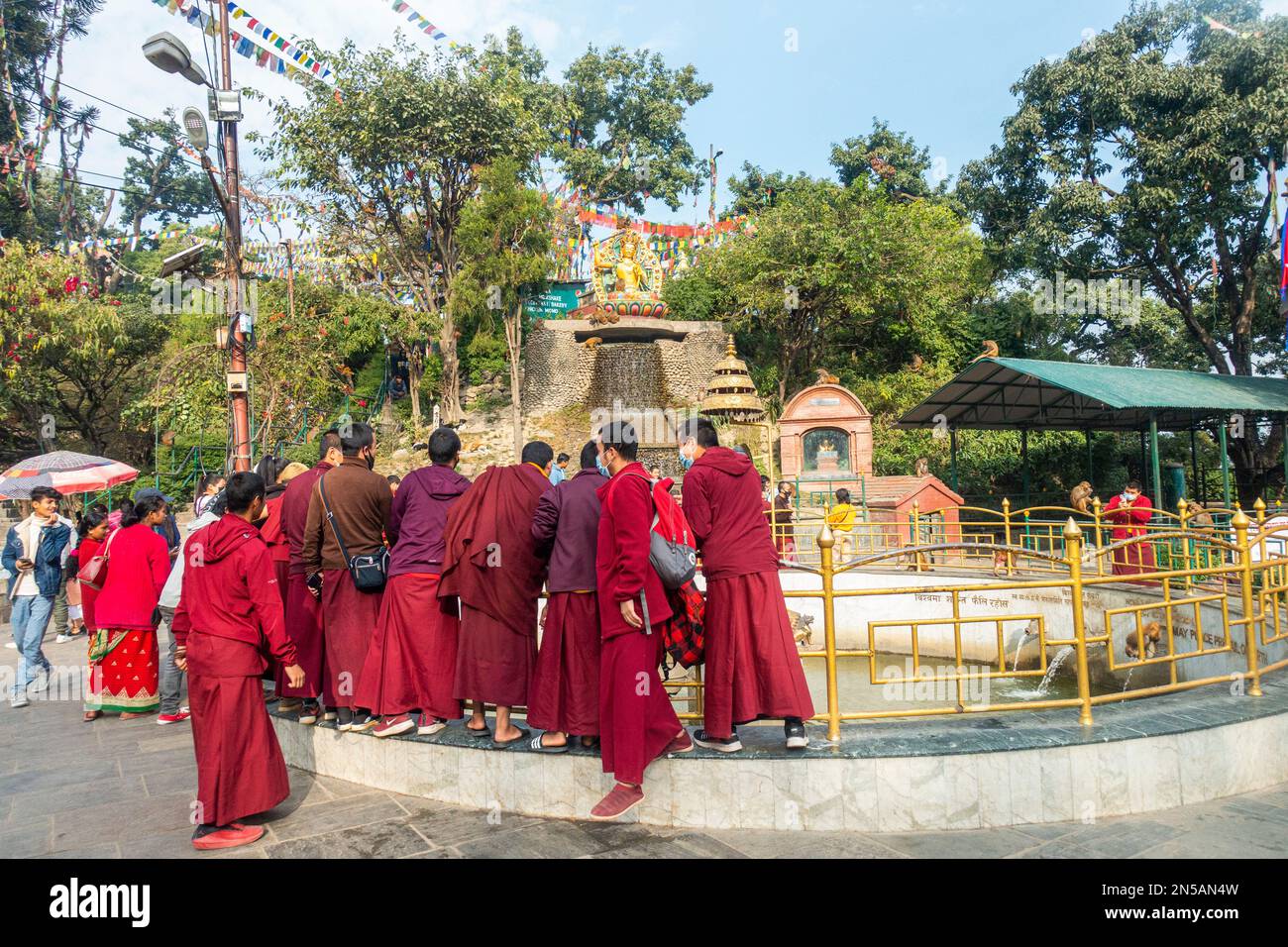 Tempio di Kathmandu Swayambhunath Swayambhu Foto Stock