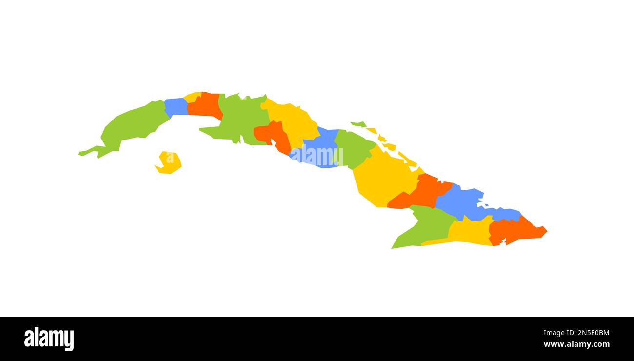 Cuba mappa politica delle divisioni amministrative - province. Mappa vettoriale colorata vuota. Illustrazione Vettoriale