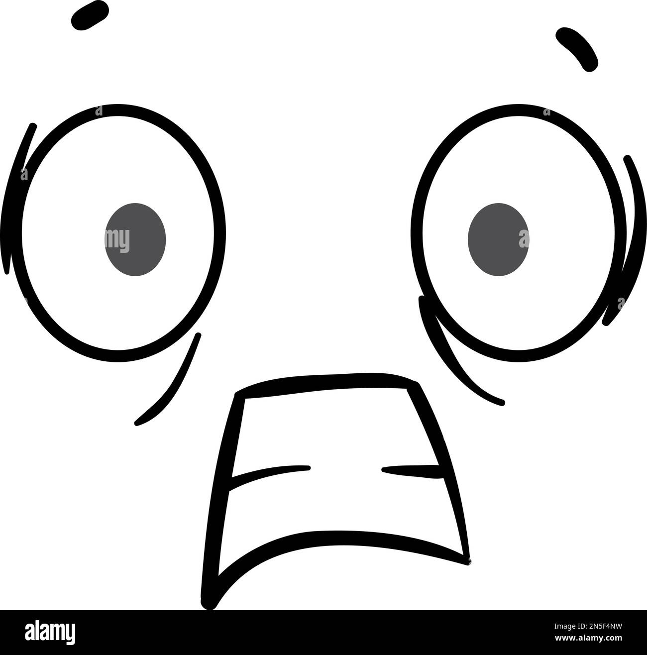 Faccia spaventata. Espressione di paura comica. Emozione cartone animato Illustrazione Vettoriale