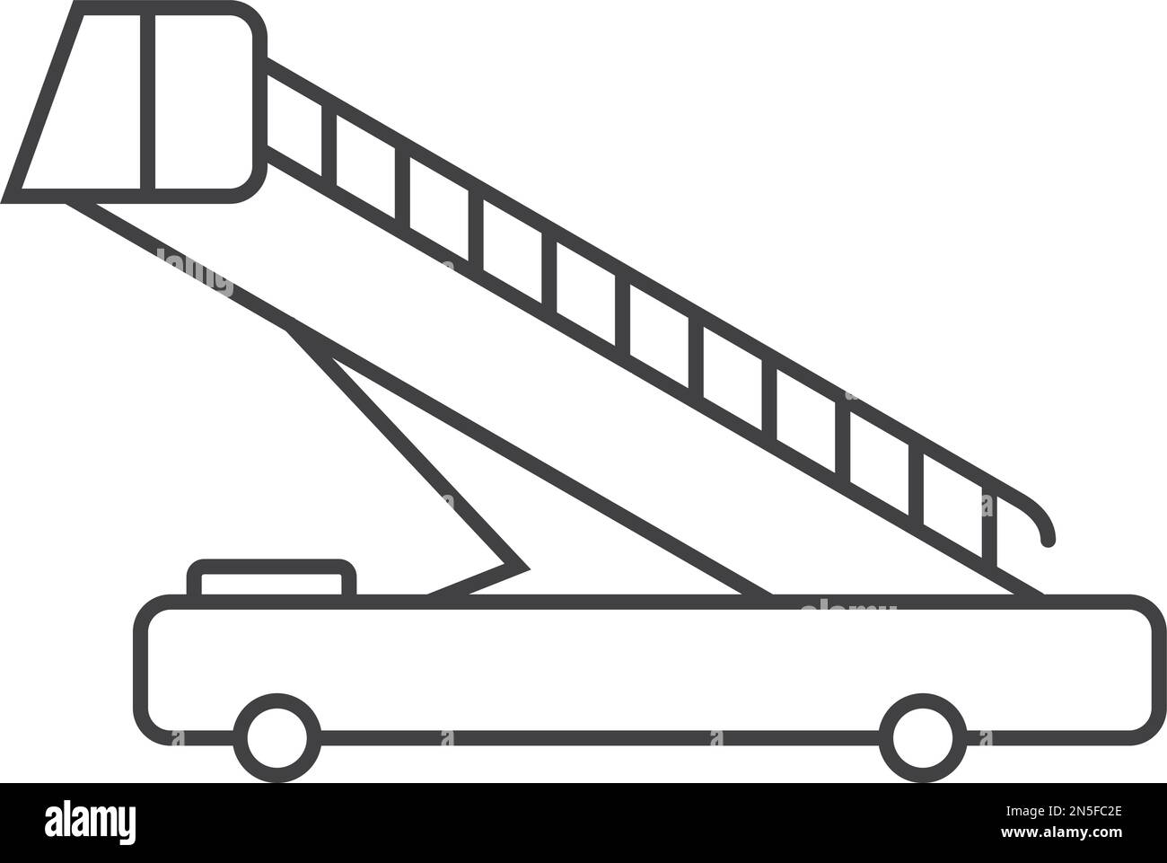 Icona della linea dell'aria. Gradini mobili per l'imbarco dei passeggeri Illustrazione Vettoriale