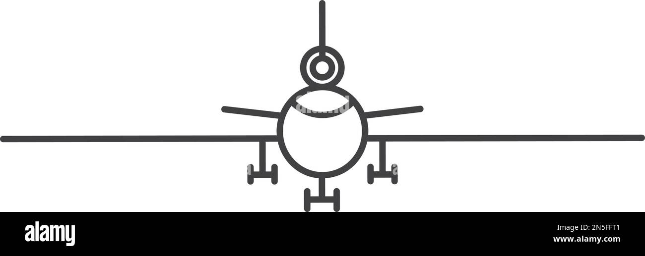 Icona della linea del getto d'aria. Vista frontale dell'aeromobile Illustrazione Vettoriale
