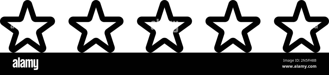 Semplice icona a cinque stelle. Valutazioni e recensioni. Icone di classificazione. Vettore modificabile. Illustrazione Vettoriale
