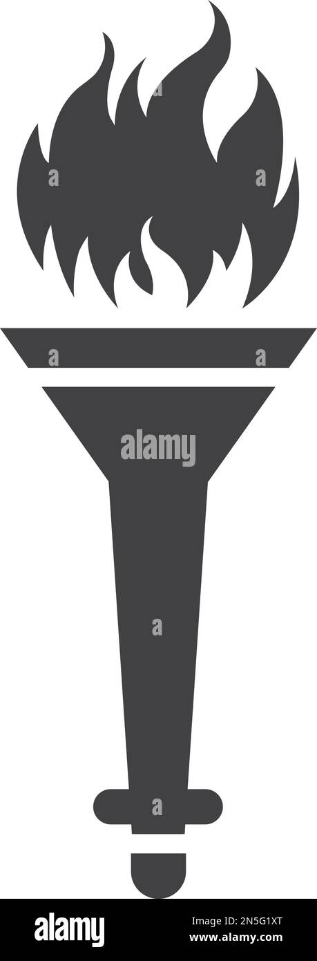 Icona nera del fuoco della cerimonia. Simbolo della fiamma della torcia Illustrazione Vettoriale