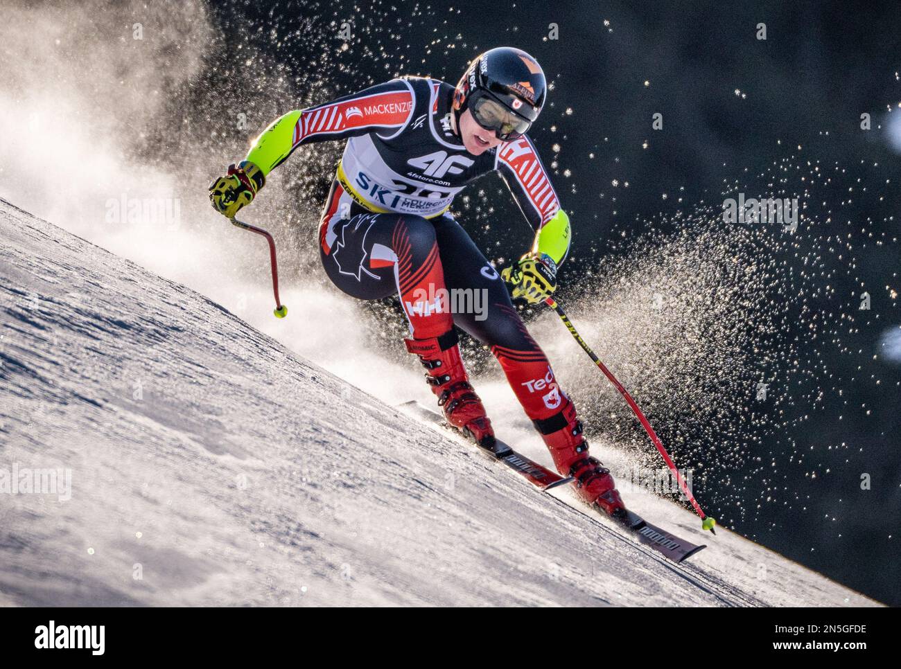 Courchevel, Francia. 09th Feb, 2023. Sci alpino: Coppa del mondo, Super G, uomini: Jeffrey Read, Canada, sci in pista durante la gara. Credit: Michael Kappeler/dpa/Alamy Live News Foto Stock