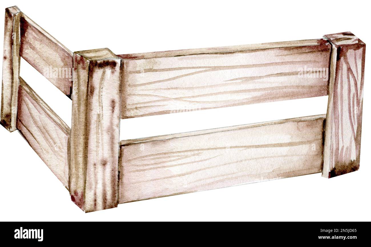 Acquerello di legno disegnato a mano con erba verde. Illustrazione dipinta a mano carina per biglietti d'auguri, stampe, souvenir, cartoline. L'illustrazione è Foto Stock