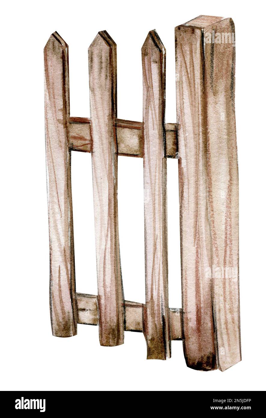 Acquerello di legno disegnato a mano con erba verde. Illustrazione dipinta a mano carina per biglietti d'auguri, stampe, souvenir, cartoline. L'illustrazione è Foto Stock