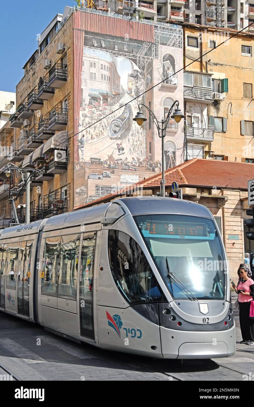 Tirocinio leggero e murale gigante - Gerusalemme, Israele Foto Stock