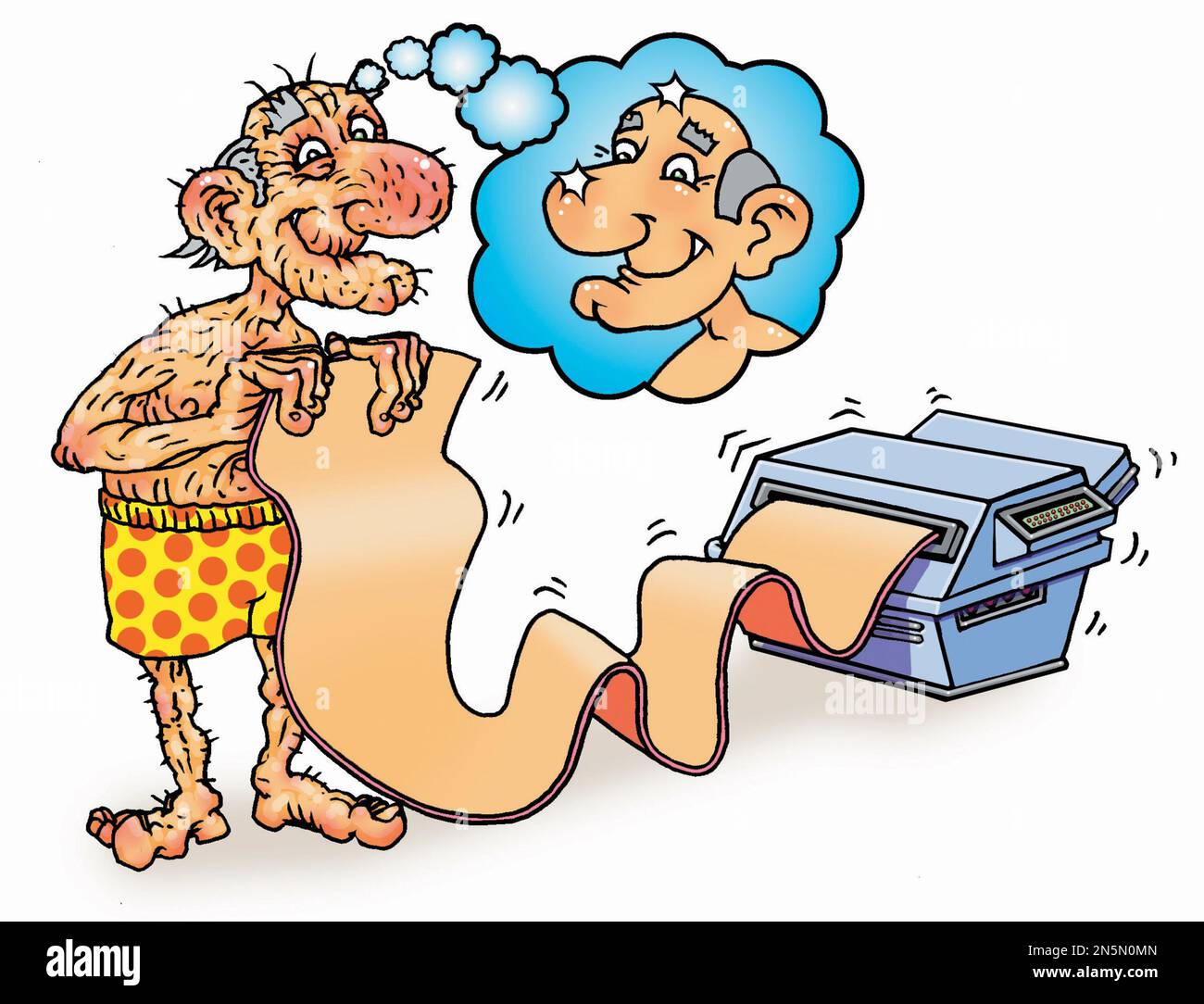 Arte concettuale progressi medici nella stampa biologica, la pelle artificiale per il trattamento di ustioni, ferite non-healing o, qui, umorosamente come trattamento anti invecchiamento Foto Stock