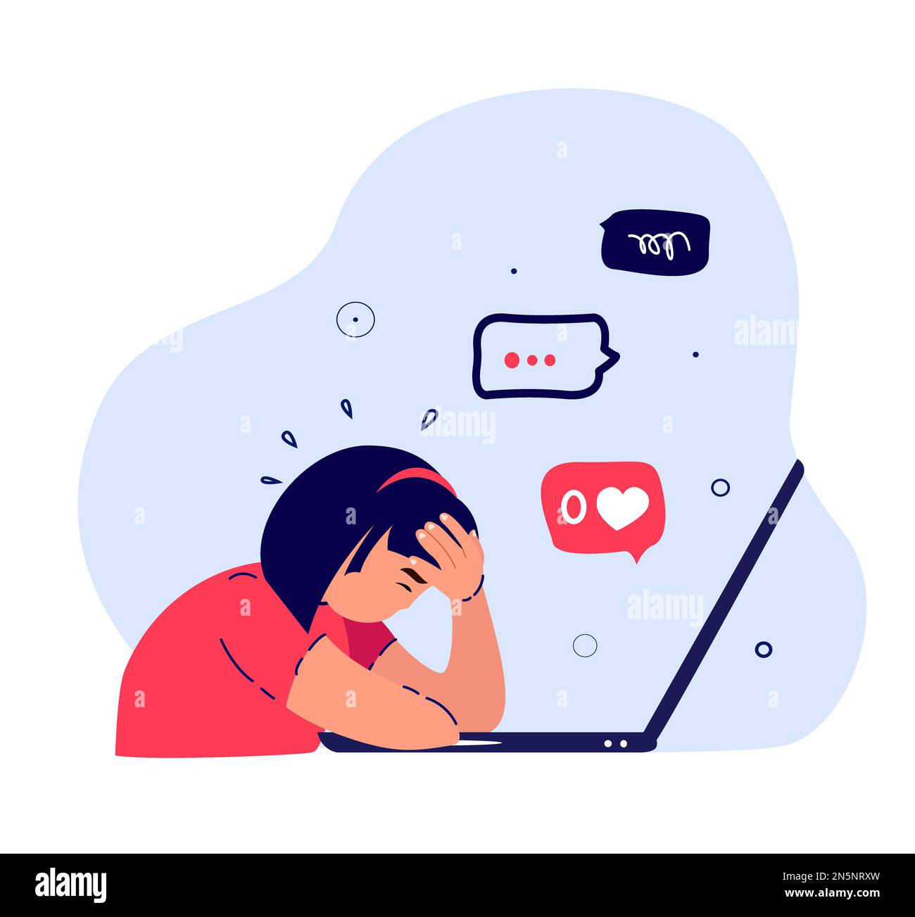 Paura nervosa preoccupati bambini,Panic Attack.deluso depresso Child.Teenager ragazza, Zero come, non piace. Preoccupato, triste Anxited frustrato.sconvolto Stres Foto Stock