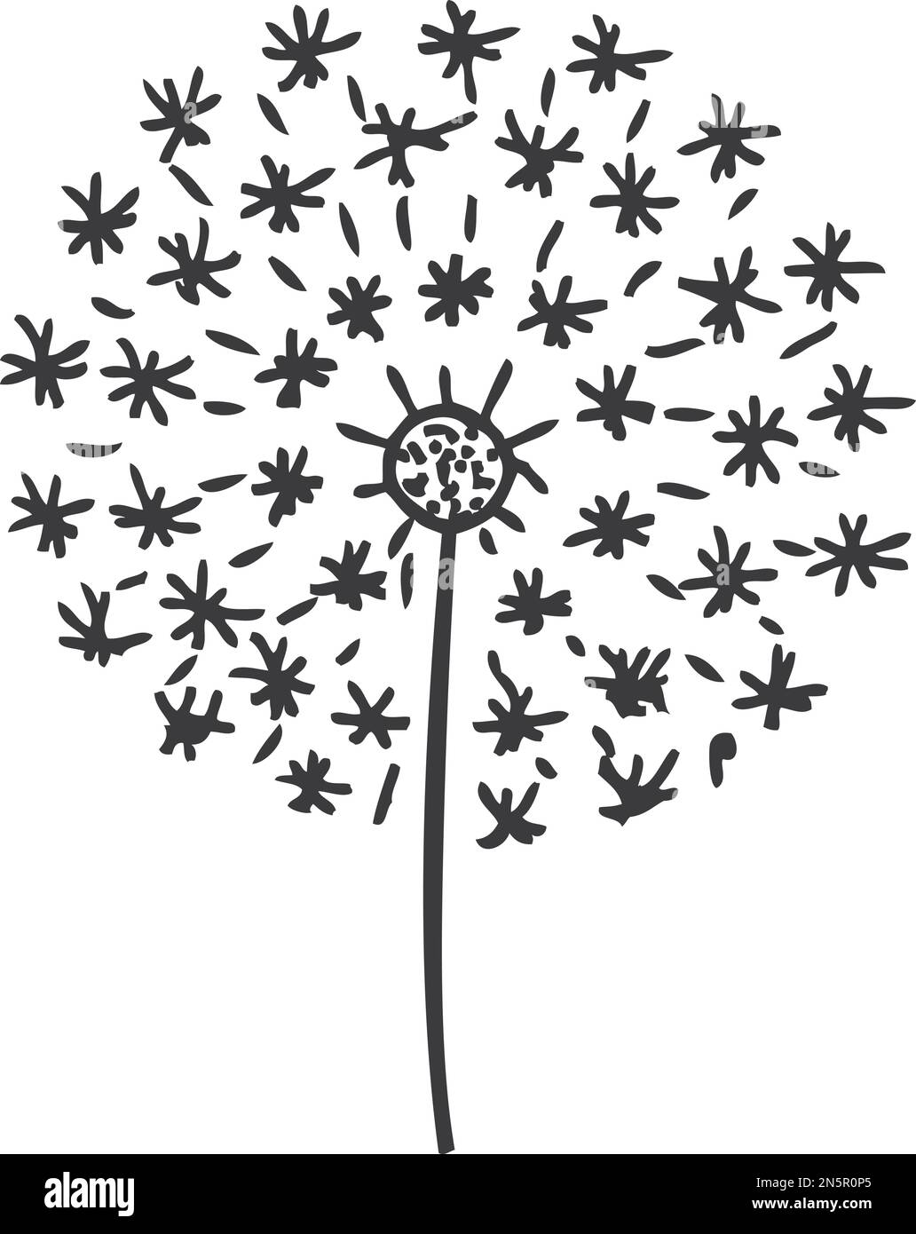 Dente di leone nero. Soffice icona di fiori di primavera Illustrazione Vettoriale