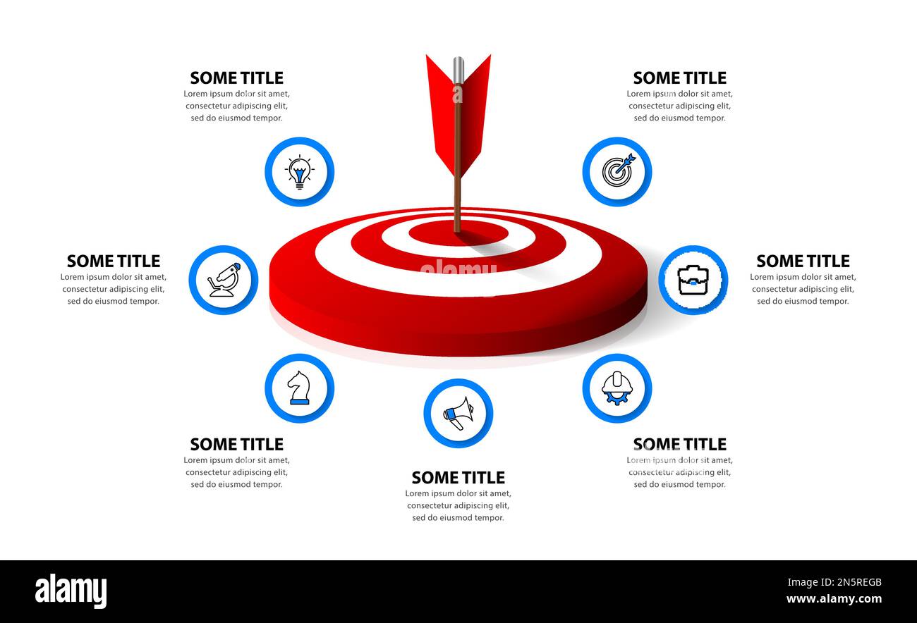 Modello infografico con icone e 7 opzioni o passaggi. Tavola da disegno. Può essere utilizzato per il layout del flusso di lavoro, il diagramma, il banner, il webdesign. Illustrazione vettoriale Illustrazione Vettoriale