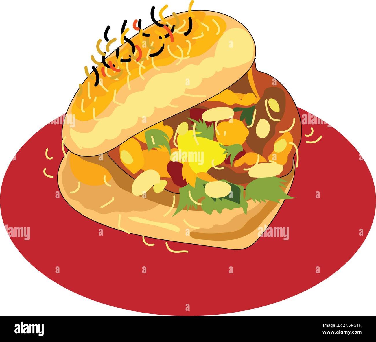 Illustrazione del vettore alimentare indiano Dabeli Illustrazione Vettoriale