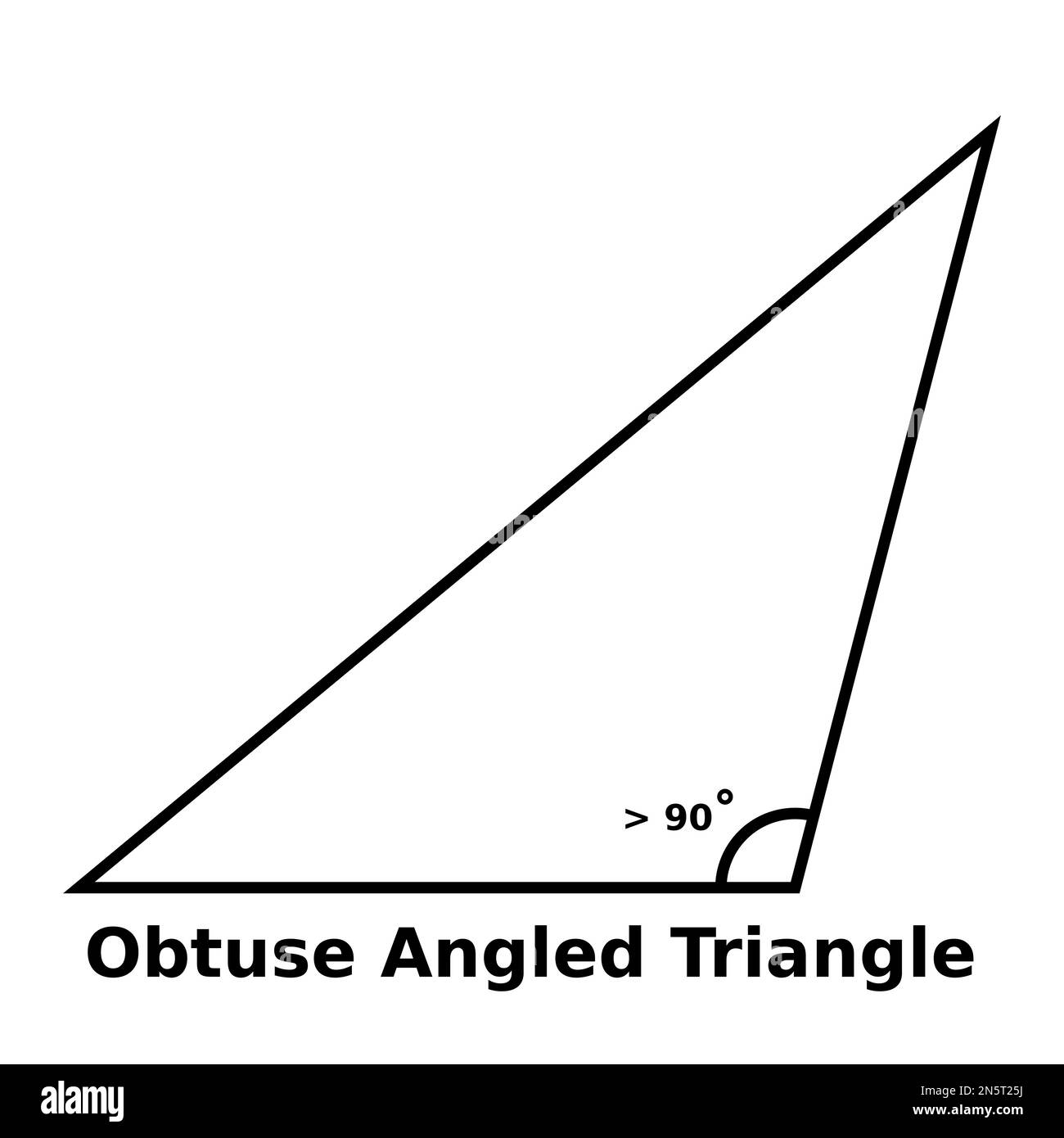 Semplice grafica vettoriale monocromatica di un triangolo ottuso angolato. Si tratta di una forma con tre lati e un angolo interno è maggiore di un angolo retto o Illustrazione Vettoriale