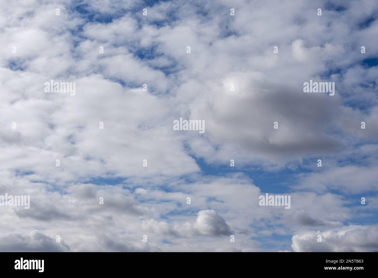 Immagine di un cielo abbastanza nuvoloso con alcune radure agitate dal vento che attraversa l'orizzonte. sfondo tessuto vettoriale cotone Foto Stock