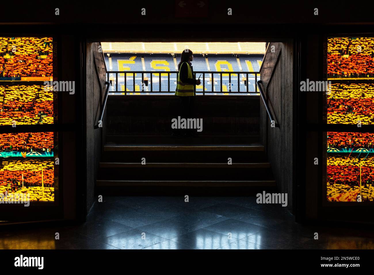 Stewart all'interno del Camp Nou Foto Stock