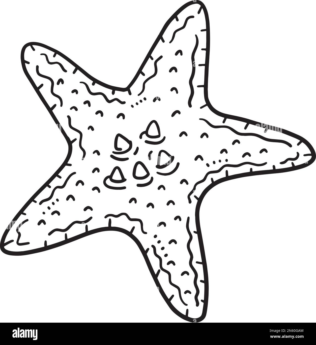 Starfish isolato colorazione pagina per bambini Illustrazione Vettoriale