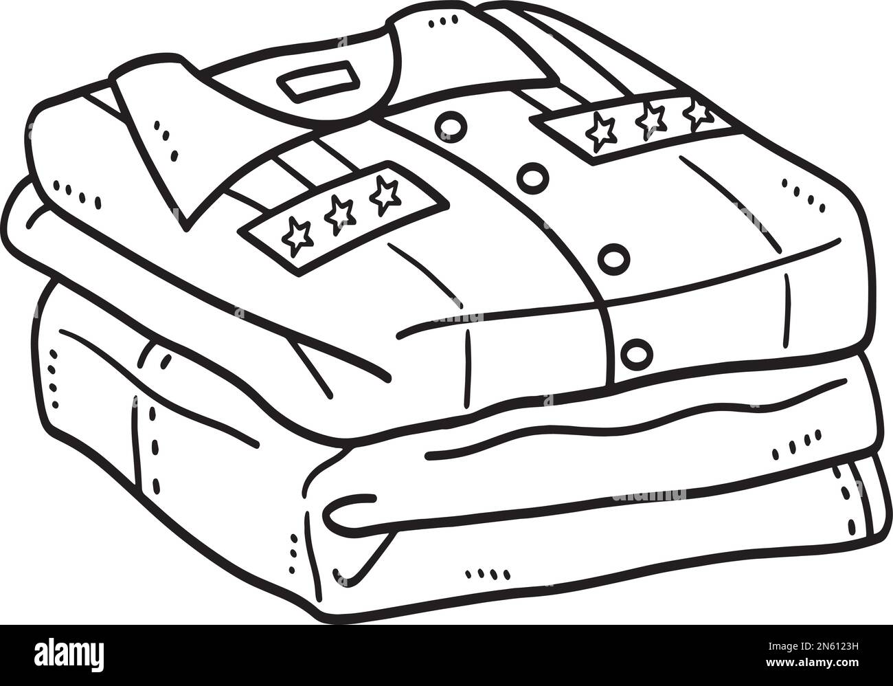 Uniforme militare isolato colorazione pagina per bambini Illustrazione Vettoriale