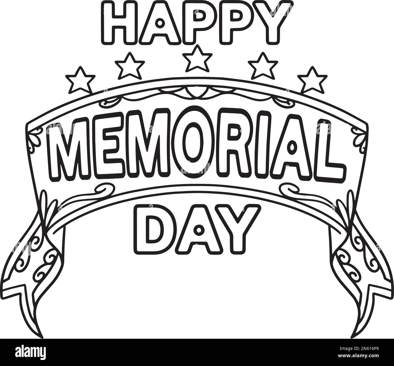 Happy Memorial Day isolato colorazione pagina per bambini Illustrazione Vettoriale