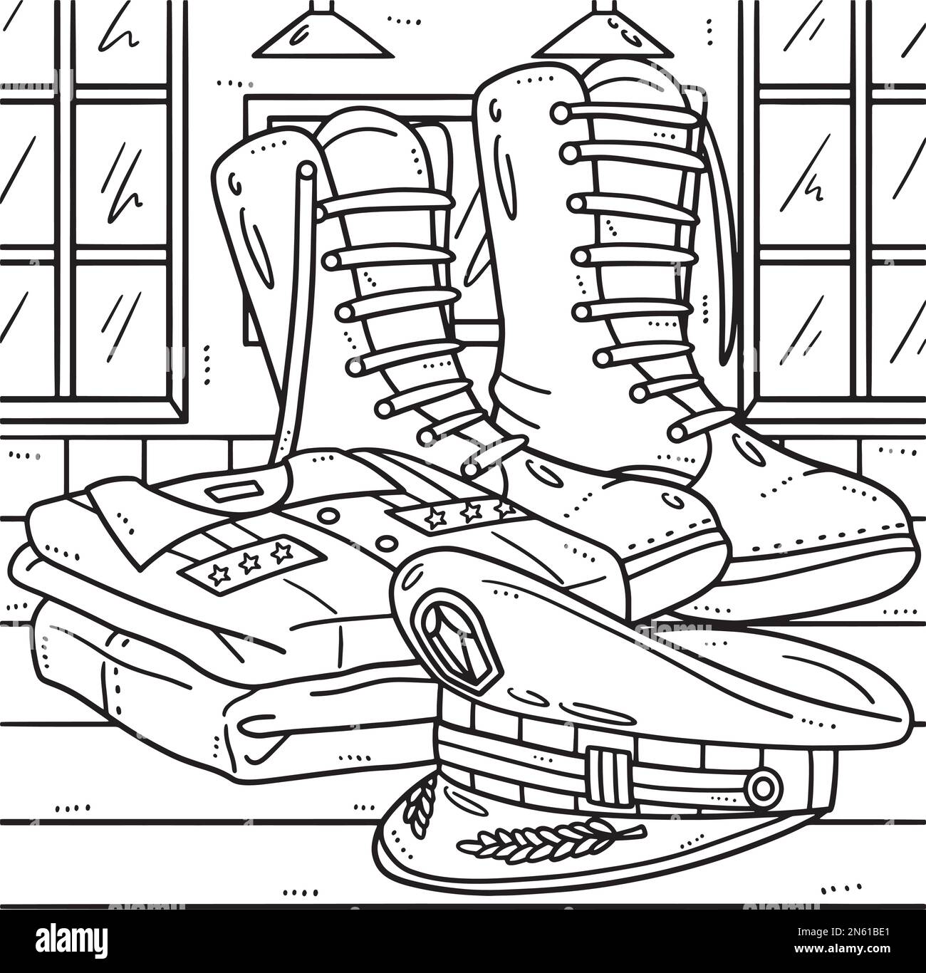 Memorial Day militare uniforme da colorare pagina Illustrazione Vettoriale