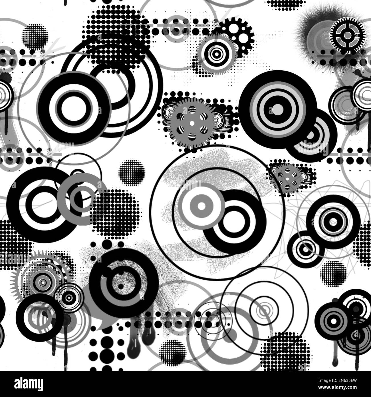 Cerchi geometrici astratti in bianco e nero Foto Stock
