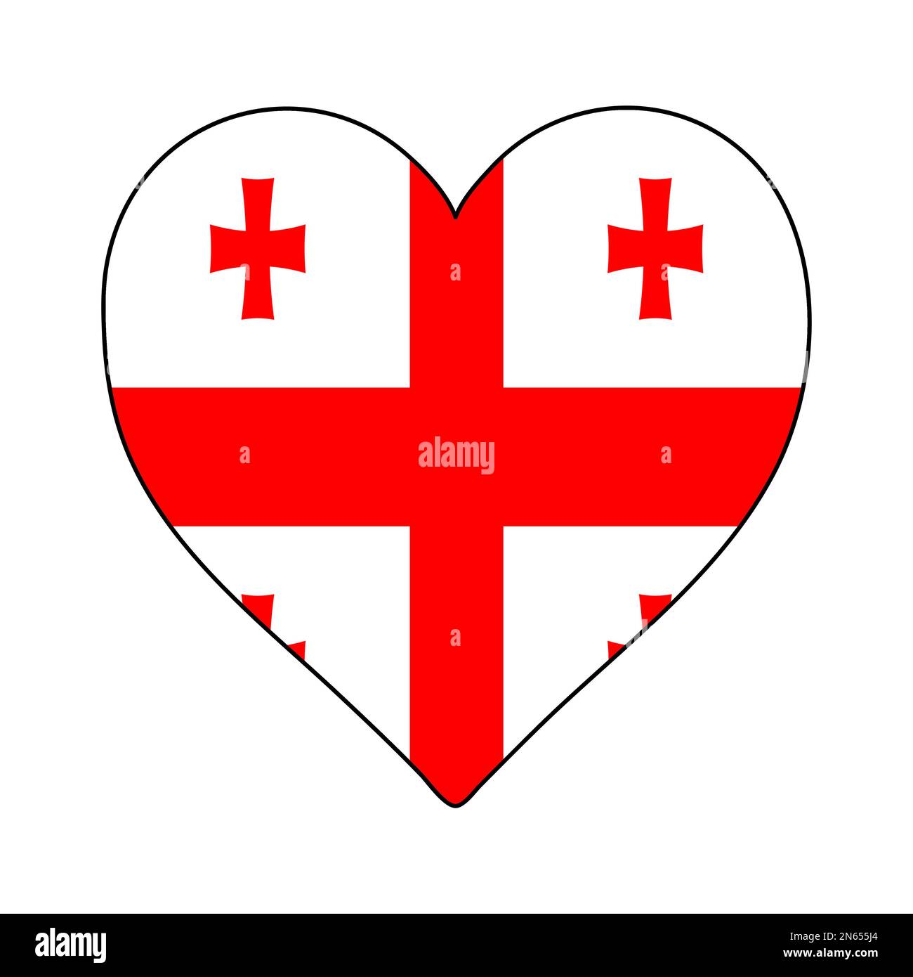 Georgia Heart Shape Flag. Ama la Georgia. Visita la Georgia. Asia occidentale. Asia. Disegno grafico dell'illustrazione vettoriale. Illustrazione Vettoriale