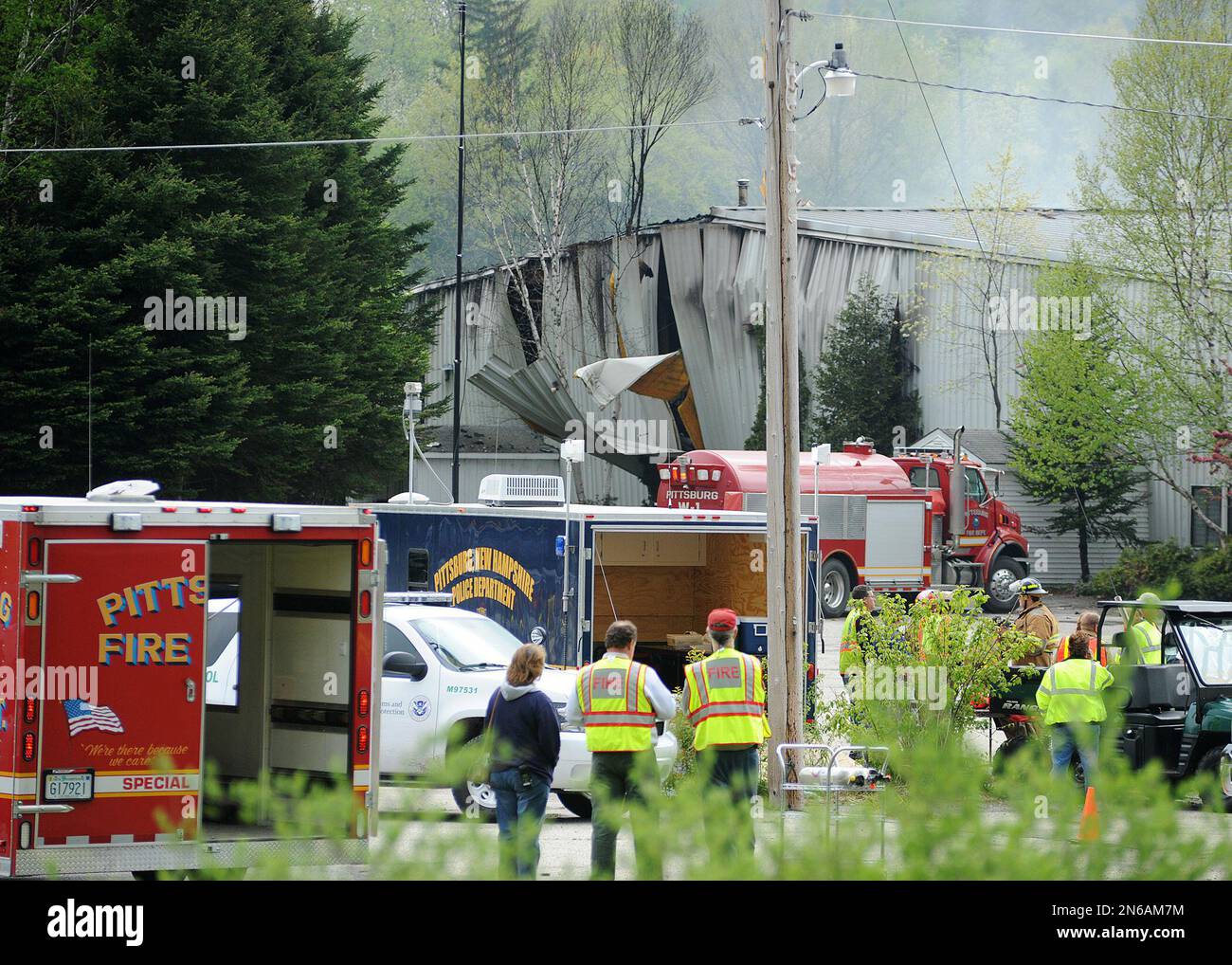 Exploding Plant Vermont FILE - In this May 14, 2010 file photo, rescue vehicles stand outside a ...
