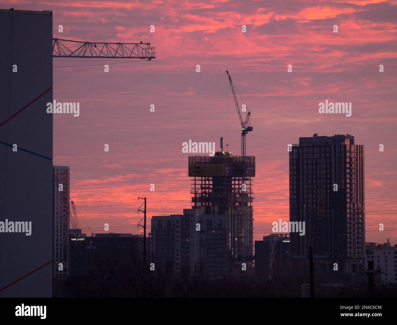 Austin, Texas: Alta costruzione del centro cittadino Foto Stock