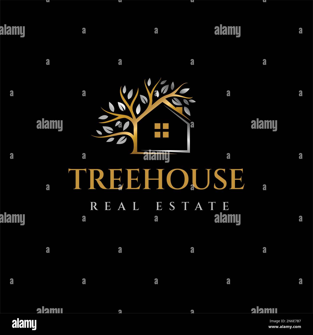 Design del logo della casa. Affari immobiliari, logo casa, proprietà residenziale, logotipo sofisticato Illustrazione Vettoriale