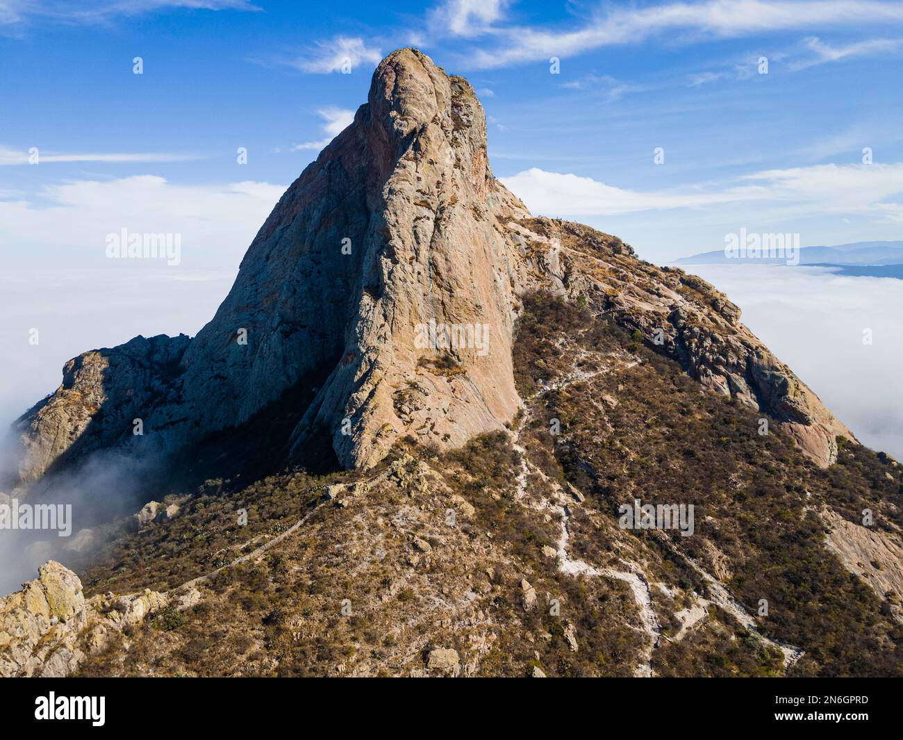 Aereo di El Bernal terzo monolito più grande del mondo, Queretaro, Messico Foto Stock