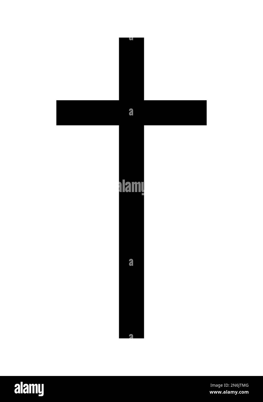 Croce cristiana, silhouette vettoriale in bianco e nero, illustrazione della forma della croce religiosa, isolata sul bianco Illustrazione Vettoriale