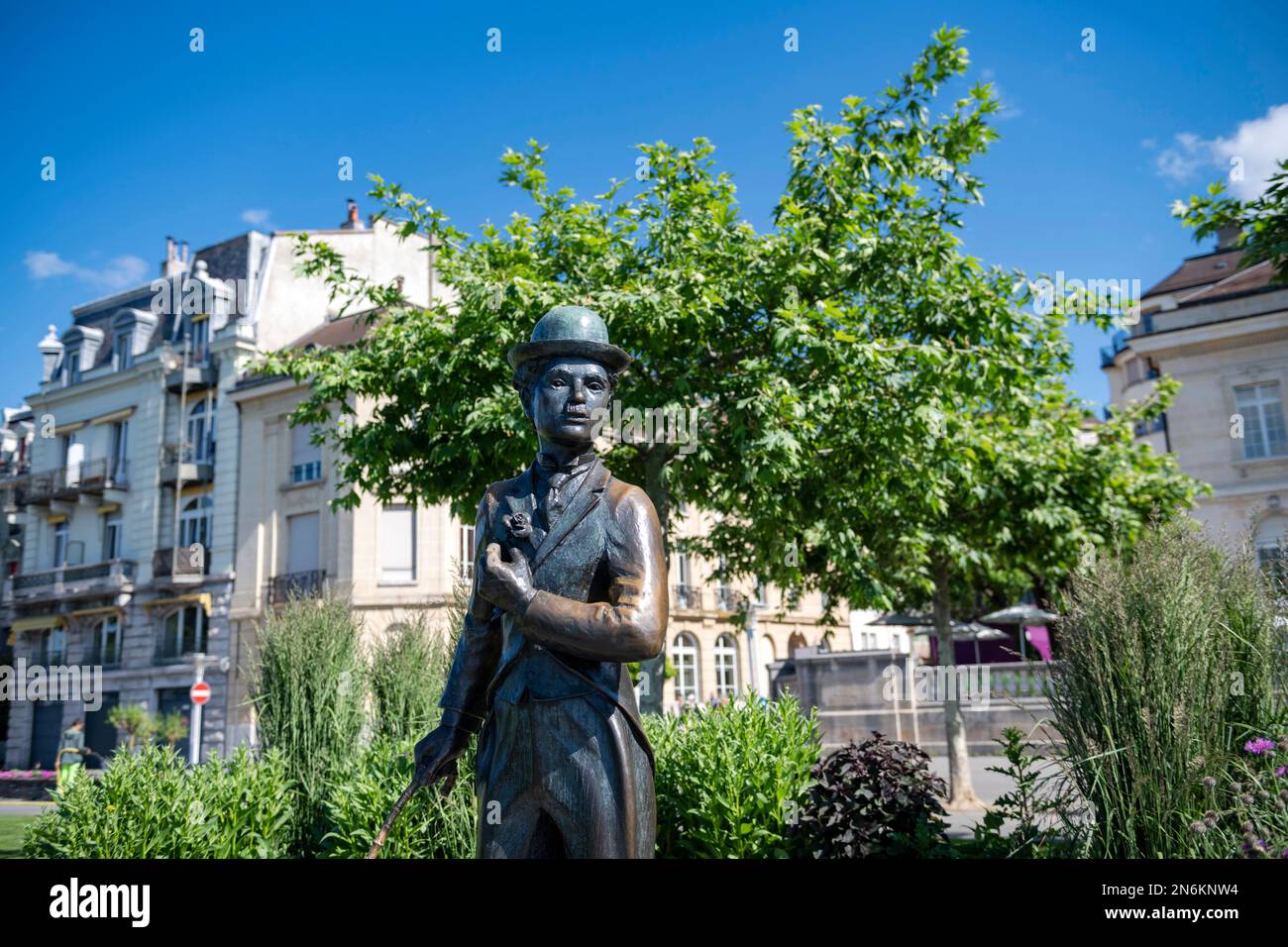 Suisse, Svizzera, Vaud, Waadt, Vevey, vielle, Città, città, vielle ville, Altstadt, città vecchia, scultura, tulptur, Statua, statua, CH Foto Stock