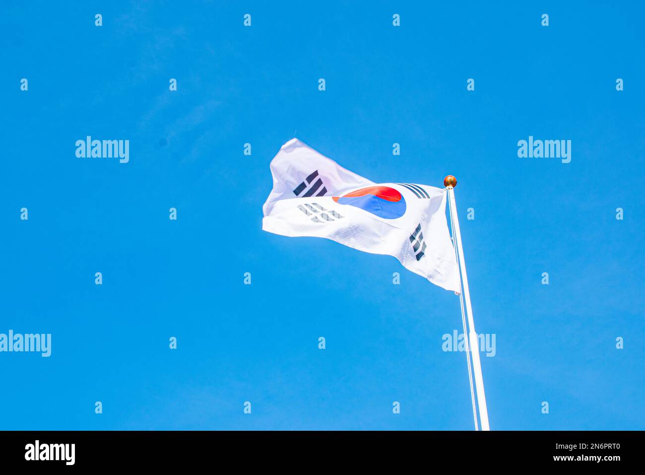 Bandiera della Corea del Sud che batte nel vento Foto Stock