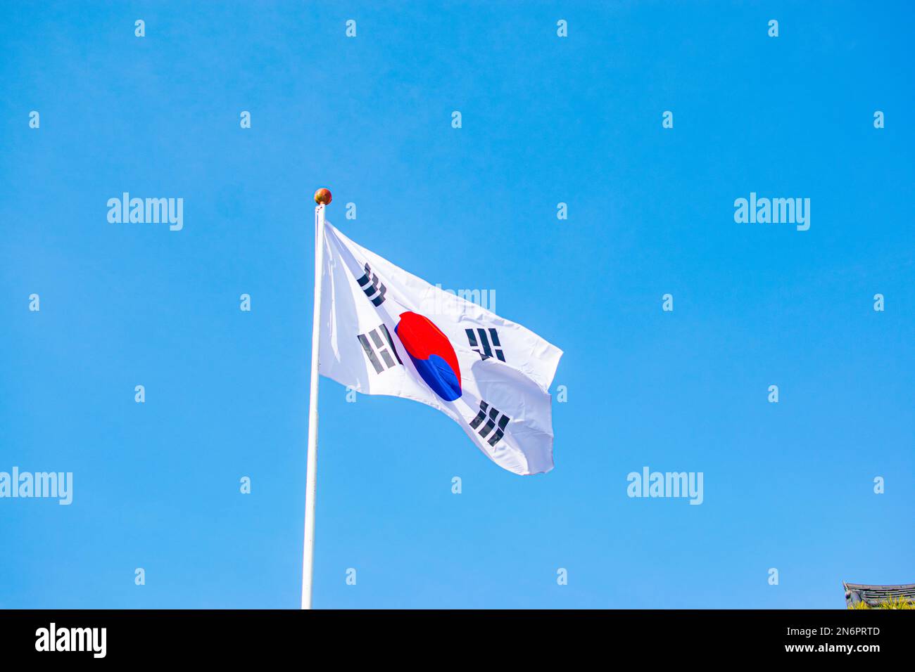 Bandiera della Corea del Sud che batte nel vento Foto Stock