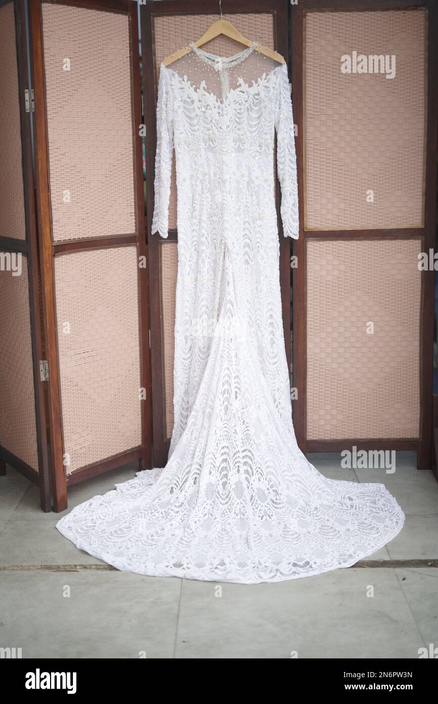 Bellissimo abito da sposa Foto Stock