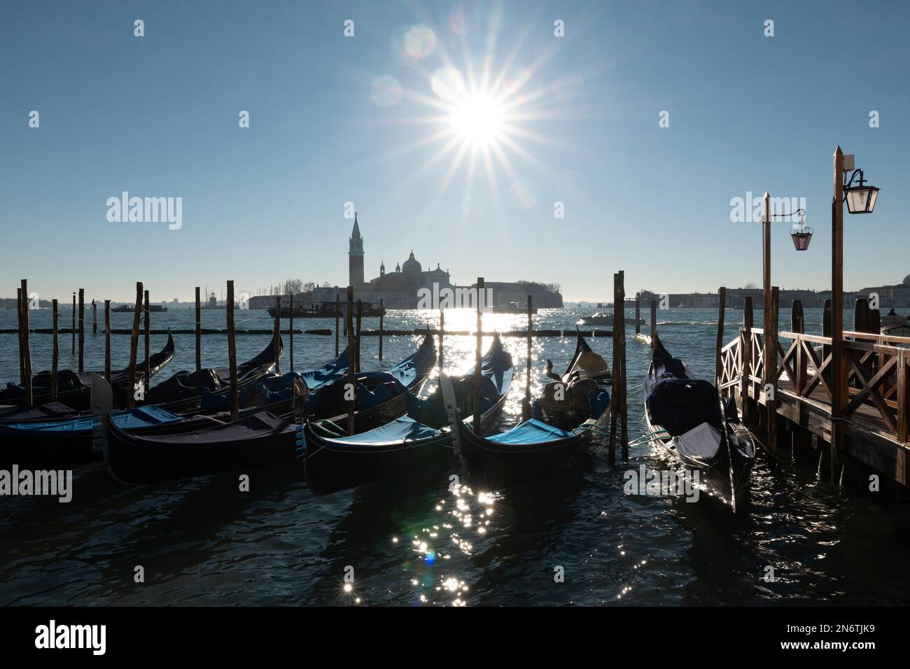 Vista iconica di una giornata di sole a Venezia, Italia. Foto Stock