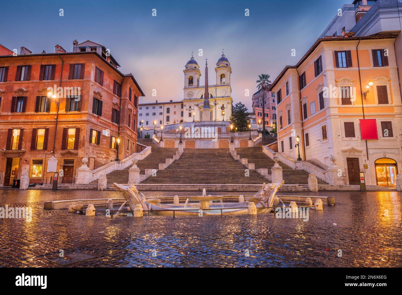 Scalinata di Piazza di Spagna a Roma, in Italia al mattino presto. Foto Stock