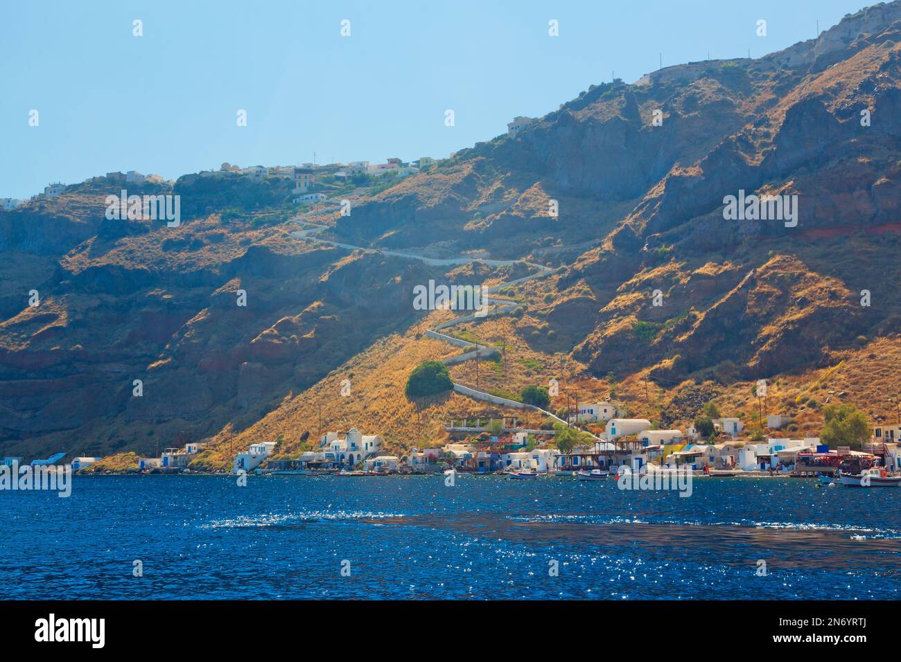 Isola di Thirasia, Santorini, Grecia Foto Stock
