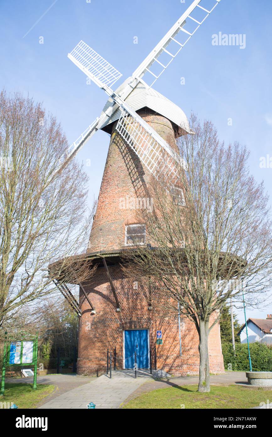 Rayleigh Heritage Trail - Vista del mulino a vento di Rayleigh, Essex, Gran Bretagna. Foto Stock