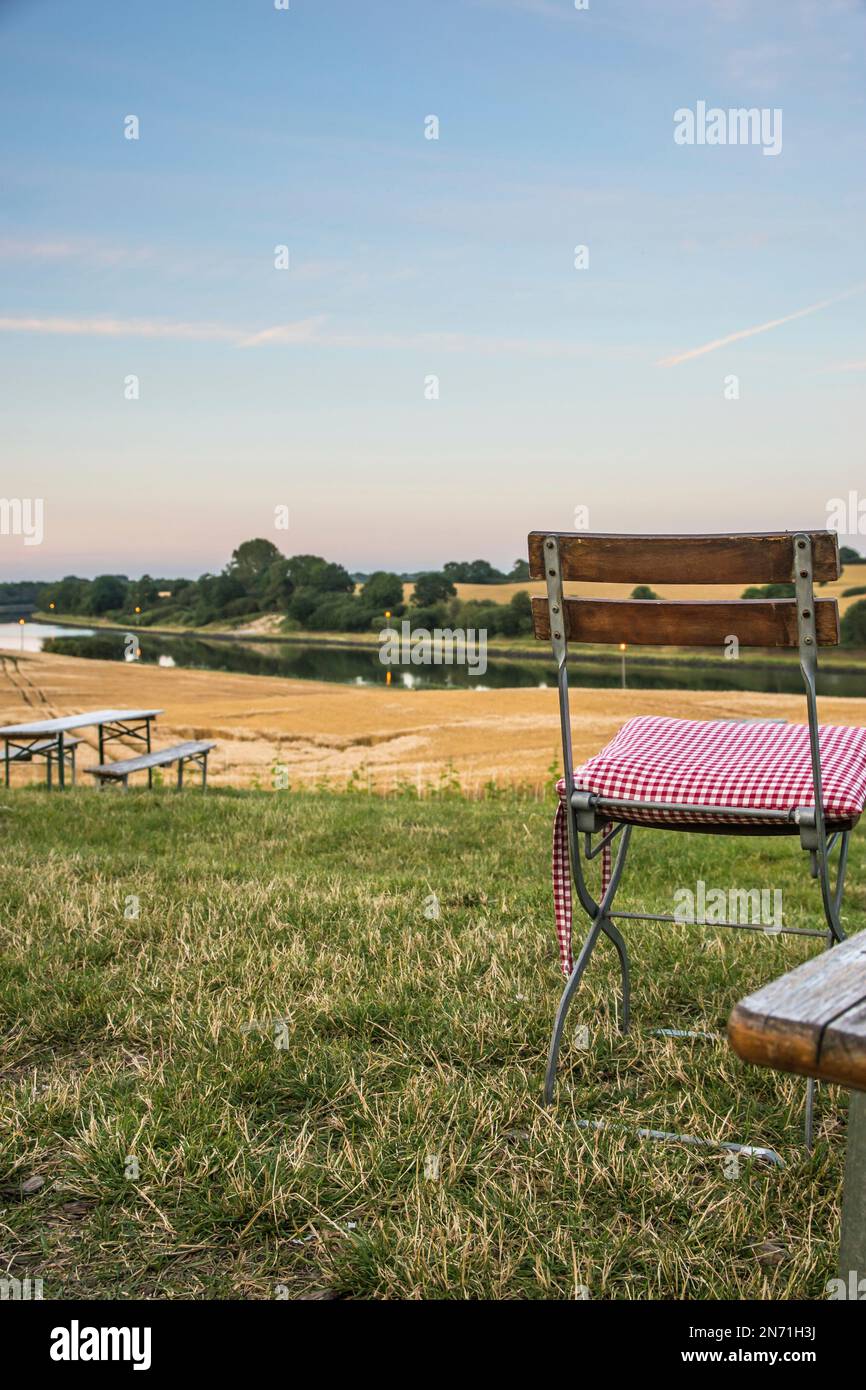 Picnic, vista, concentrazione in primo piano, canale del Mar Baltico del Nord, tempo libero Foto Stock