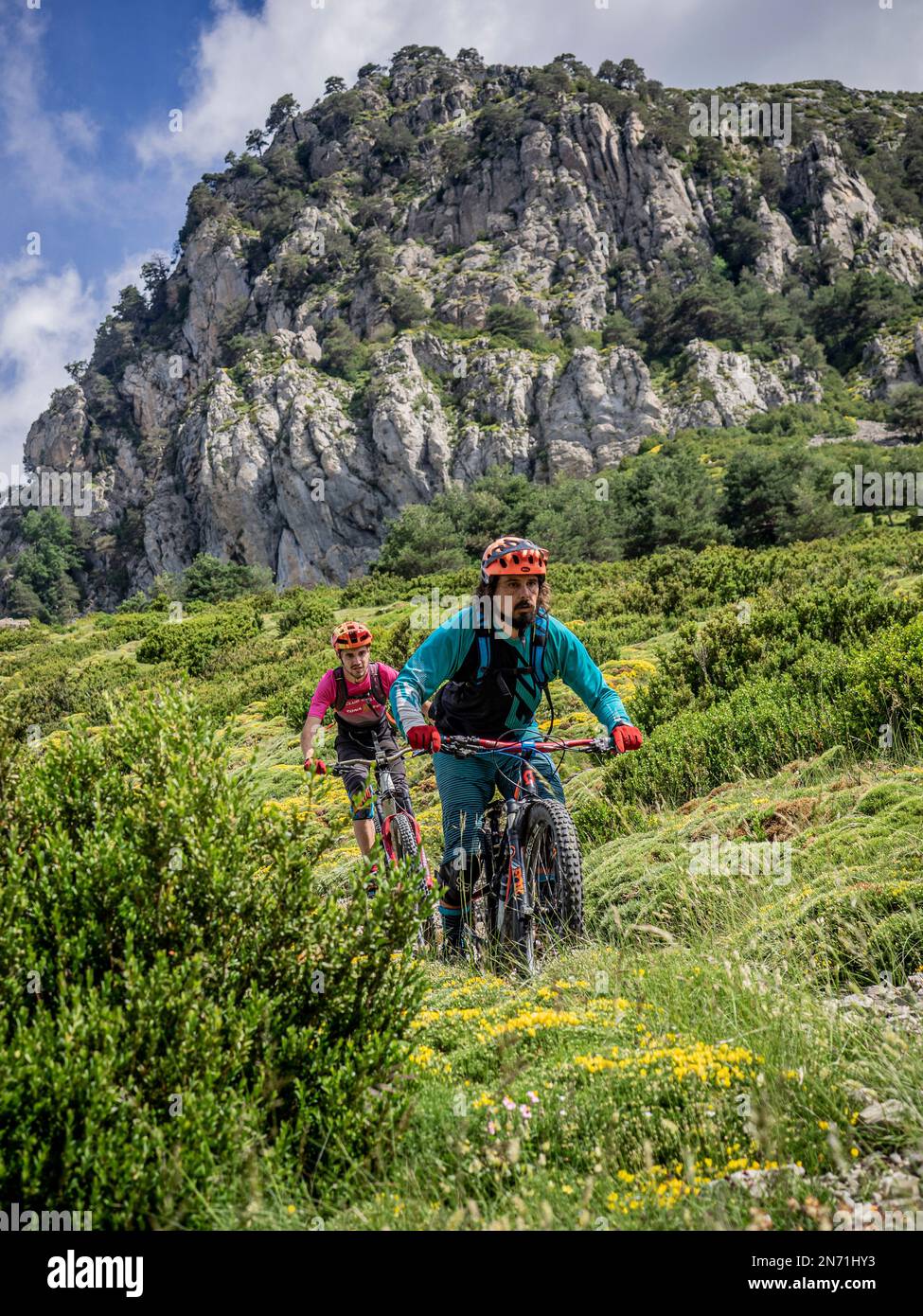 Coppa del mondo Downhill Enduro World Series 2018, Laspäa - Päa Montäesa Foto Stock