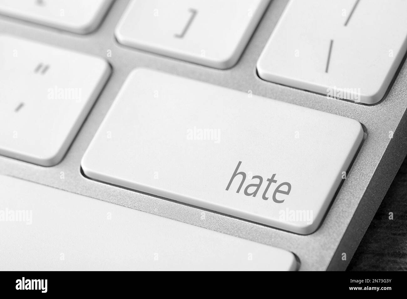 Pulsante con l'odio del testo sulla tastiera del computer, primo piano Foto Stock