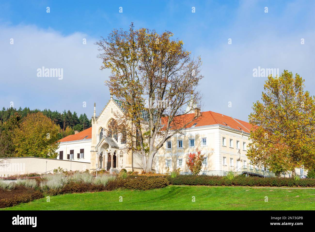 Alland, castello di Schloss Mayerling a Wienerwald, boschi di Vienna, bassa Austria, Austria Foto Stock